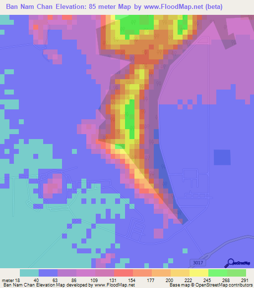 Ban Nam Chan,Thailand Elevation Map