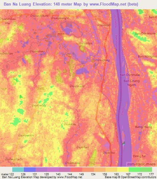 Ban Na Luang,Thailand Elevation Map