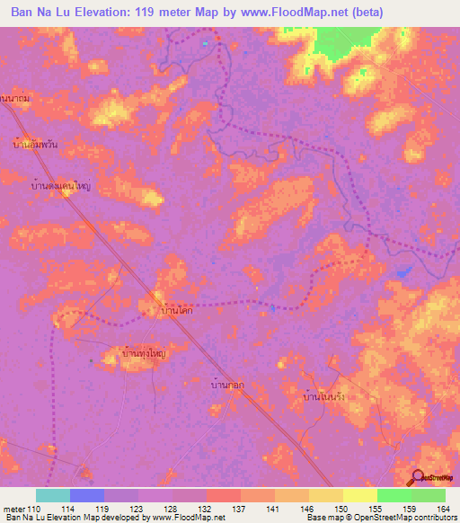 Ban Na Lu,Thailand Elevation Map