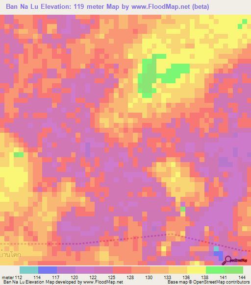 Ban Na Lu,Thailand Elevation Map
