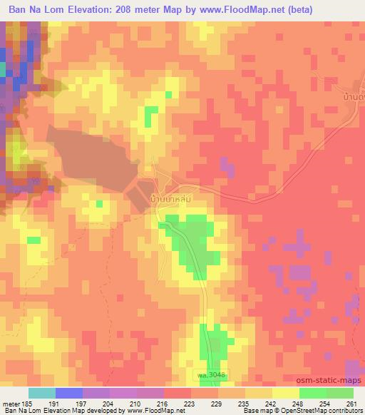 Ban Na Lom,Thailand Elevation Map