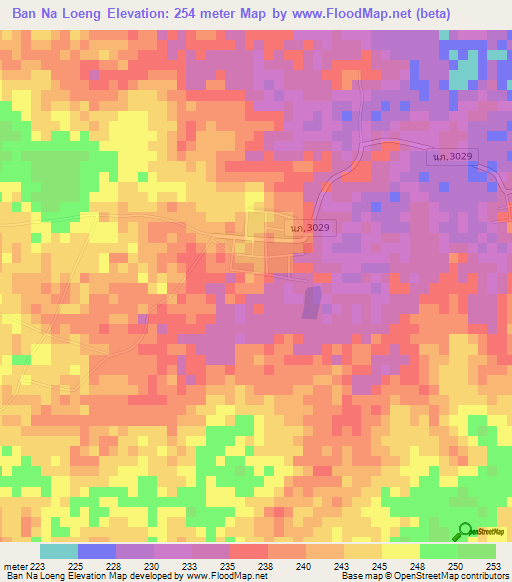 Ban Na Loeng,Thailand Elevation Map