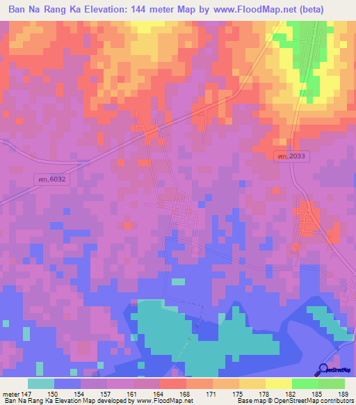 Ban Na Rang Ka,Thailand Elevation Map