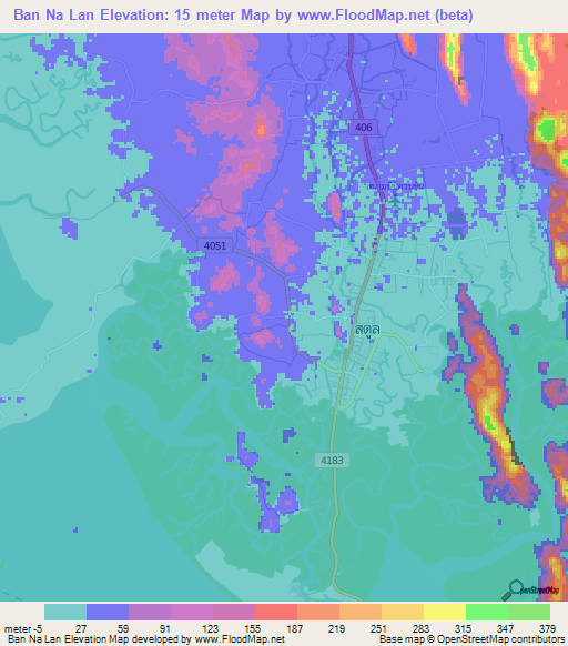 Ban Na Lan,Thailand Elevation Map