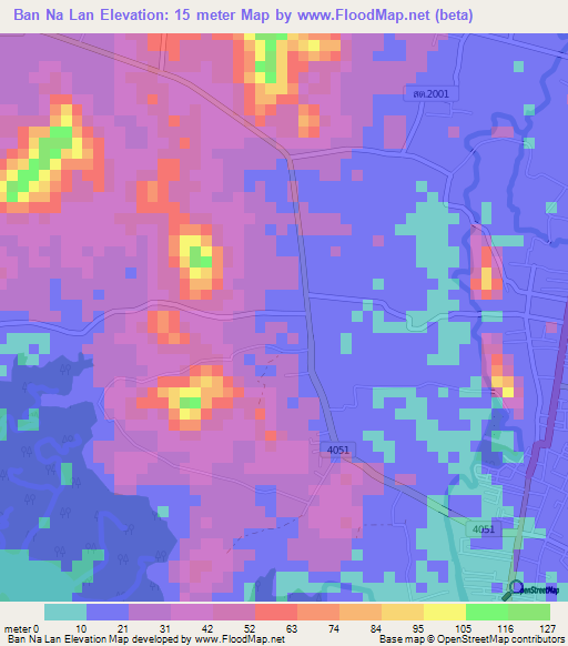 Ban Na Lan,Thailand Elevation Map