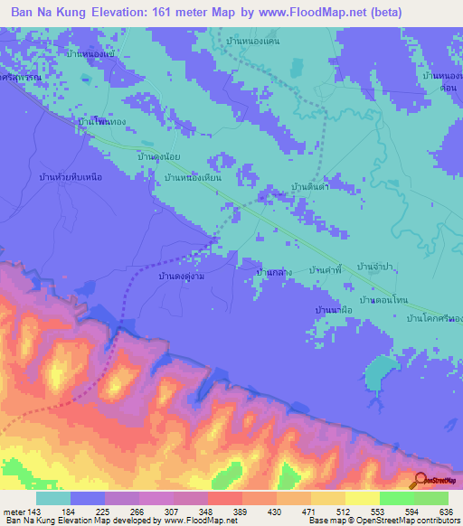 Ban Na Kung,Thailand Elevation Map