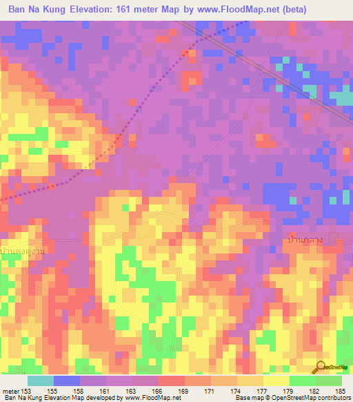 Ban Na Kung,Thailand Elevation Map