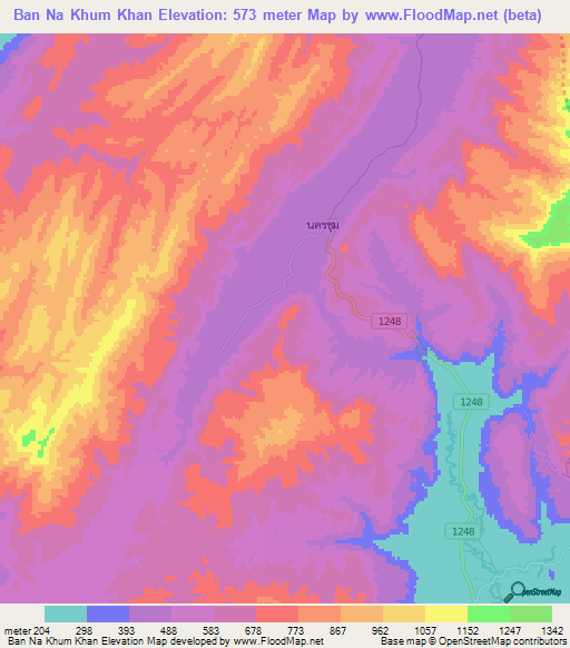 Ban Na Khum Khan,Thailand Elevation Map