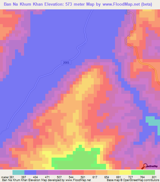 Ban Na Khum Khan,Thailand Elevation Map