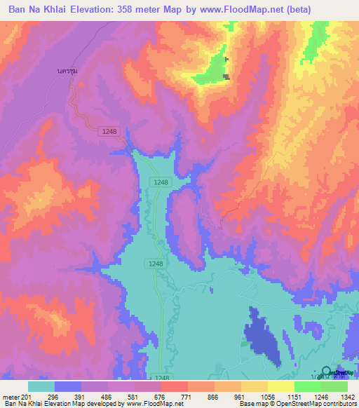 Ban Na Khlai,Thailand Elevation Map
