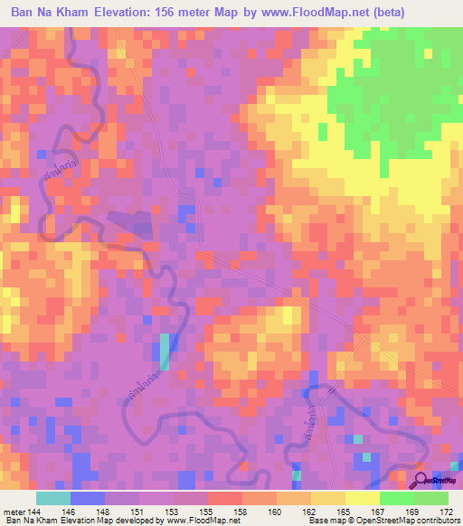 Ban Na Kham,Thailand Elevation Map