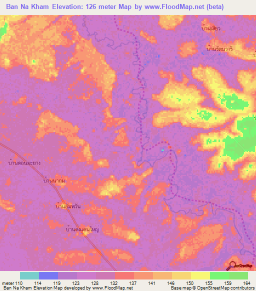 Ban Na Kham,Thailand Elevation Map