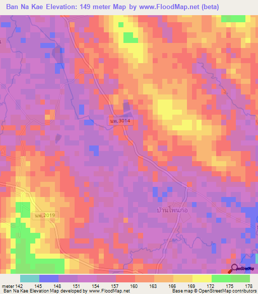 Ban Na Kae,Thailand Elevation Map