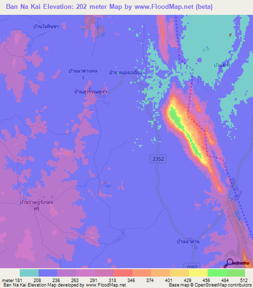 Ban Na Kai,Thailand Elevation Map