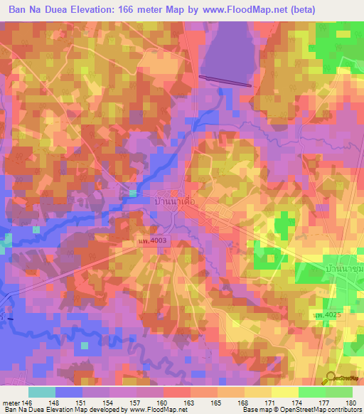 Ban Na Duea,Thailand Elevation Map