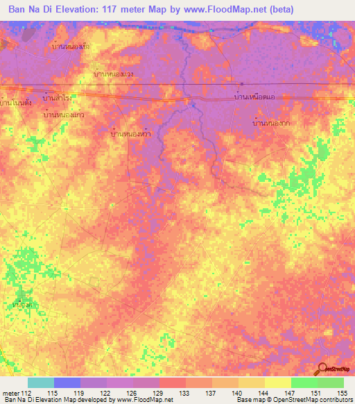 Ban Na Di,Thailand Elevation Map