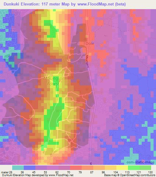 Dunkuki,Tanzania Elevation Map
