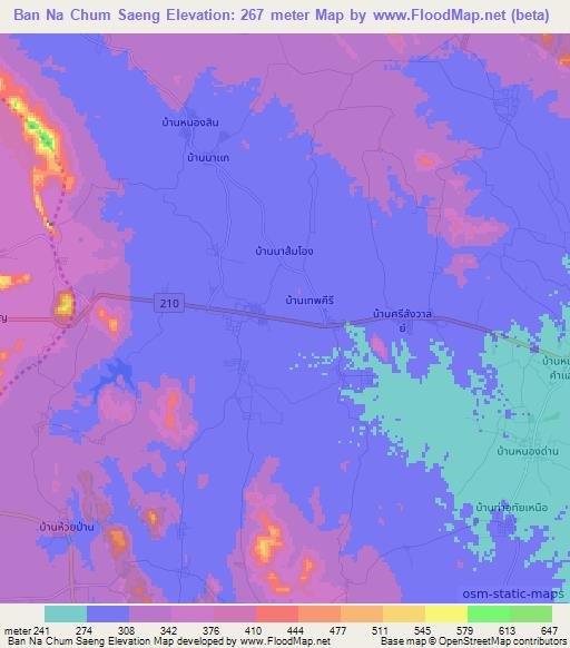 Ban Na Chum Saeng,Thailand Elevation Map