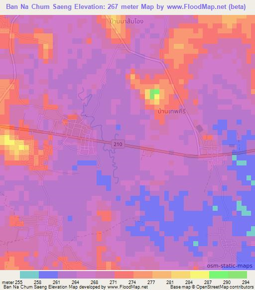 Ban Na Chum Saeng,Thailand Elevation Map