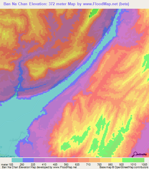 Ban Na Chan,Thailand Elevation Map