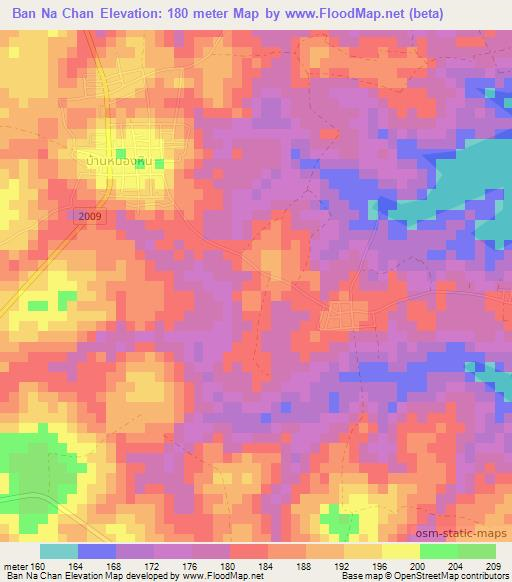 Ban Na Chan,Thailand Elevation Map