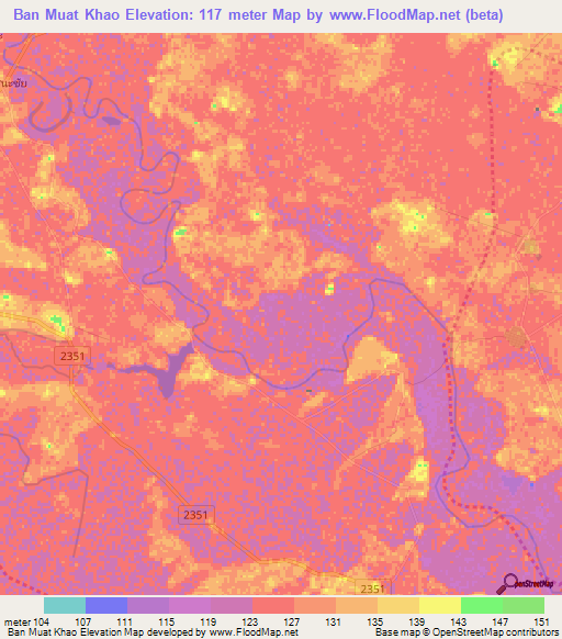 Ban Muat Khao,Thailand Elevation Map