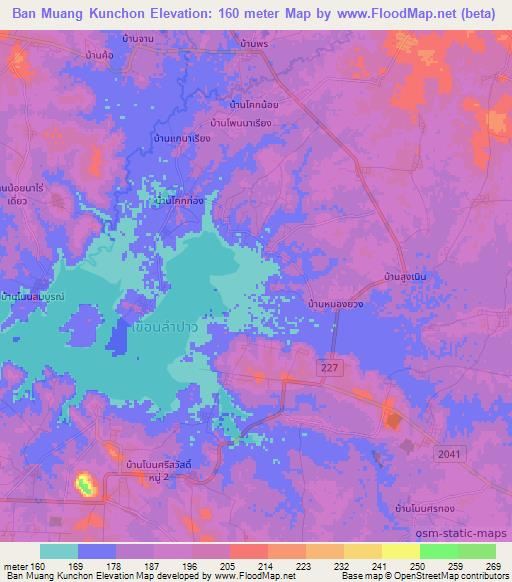 Ban Muang Kunchon,Thailand Elevation Map