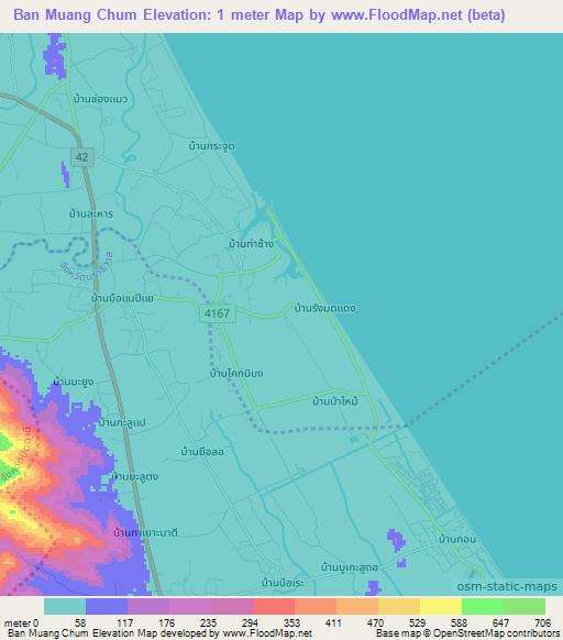 Ban Muang Chum,Thailand Elevation Map