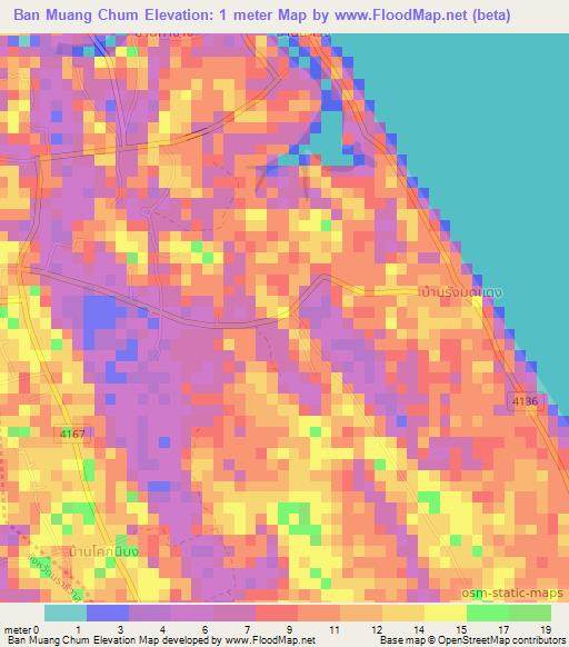 Ban Muang Chum,Thailand Elevation Map