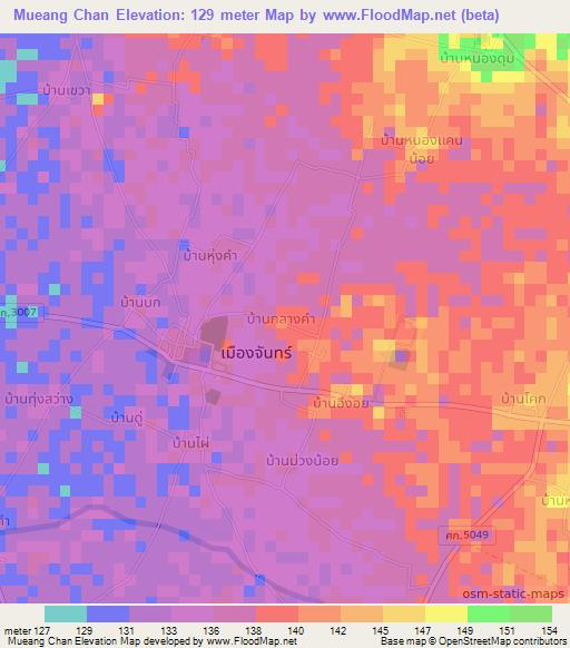 Mueang Chan,Thailand Elevation Map