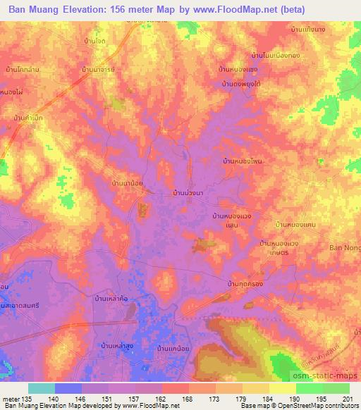 Ban Muang,Thailand Elevation Map