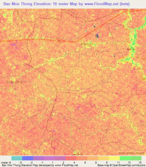 Ban Mon Thong,Thailand Elevation Map