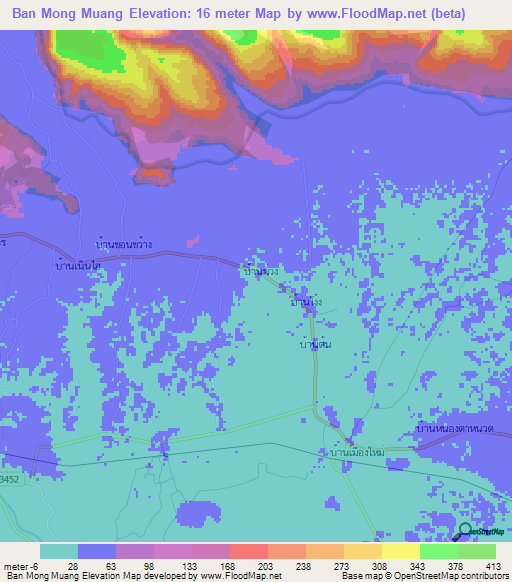Ban Mong Muang,Thailand Elevation Map