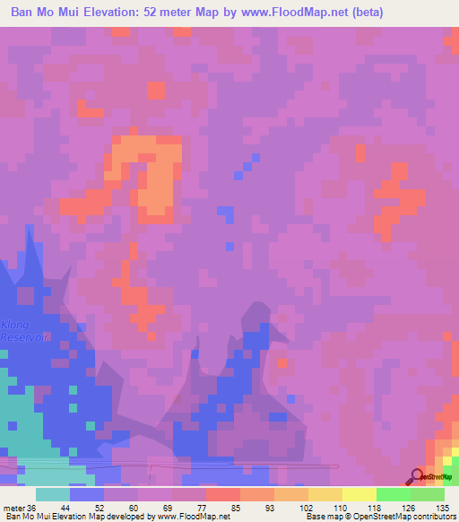 Ban Mo Mui,Thailand Elevation Map
