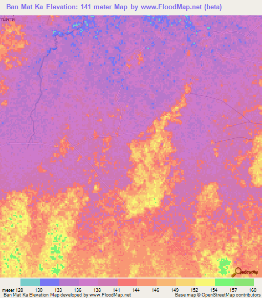 Ban Mat Ka,Thailand Elevation Map