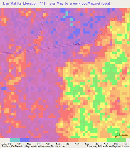 Ban Mat Ka,Thailand Elevation Map