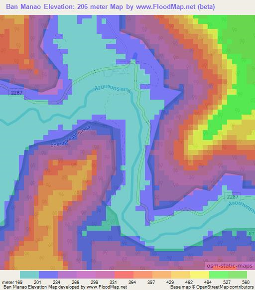 Ban Manao,Thailand Elevation Map
