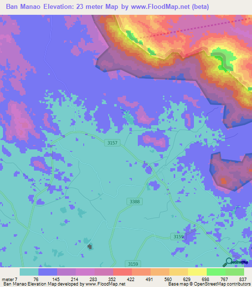 Ban Manao,Thailand Elevation Map