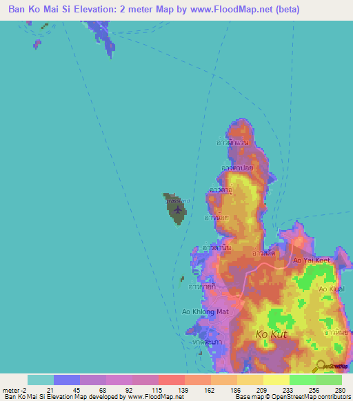Ban Ko Mai Si,Thailand Elevation Map