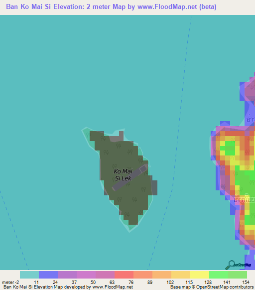 Ban Ko Mai Si,Thailand Elevation Map