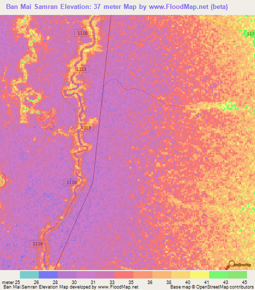 Ban Mai Samran,Thailand Elevation Map