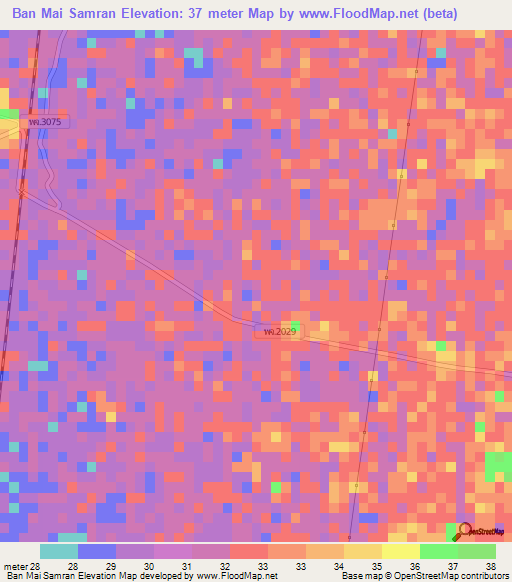 Ban Mai Samran,Thailand Elevation Map