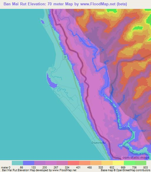 Ban Mai Rut,Thailand Elevation Map