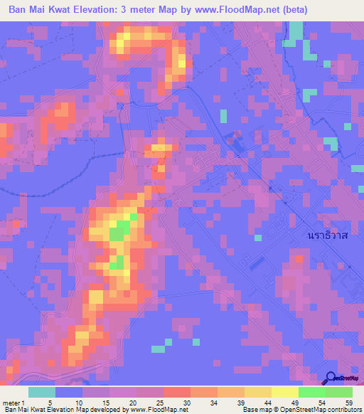 Ban Mai Kwat,Thailand Elevation Map
