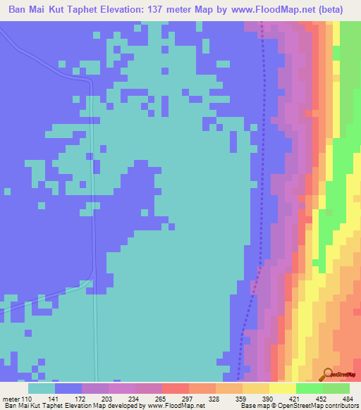 Ban Mai Kut Taphet,Thailand Elevation Map