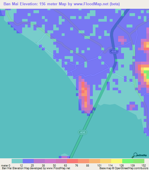 Ban Mai,Thailand Elevation Map