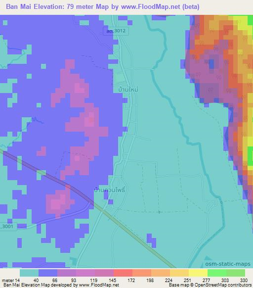 Ban Mai,Thailand Elevation Map