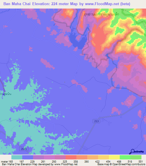 Ban Maha Chai,Thailand Elevation Map