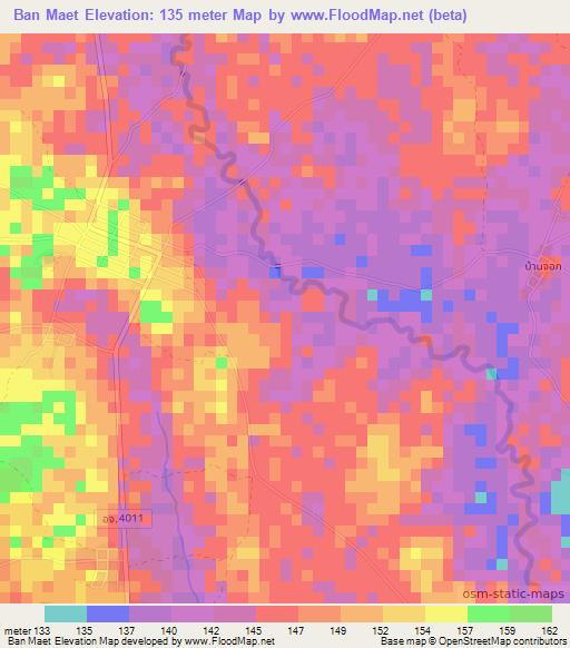 Ban Maet,Thailand Elevation Map