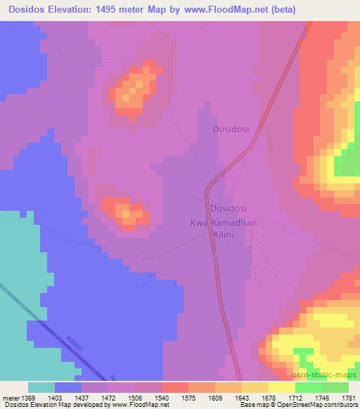 Dosidos,Tanzania Elevation Map